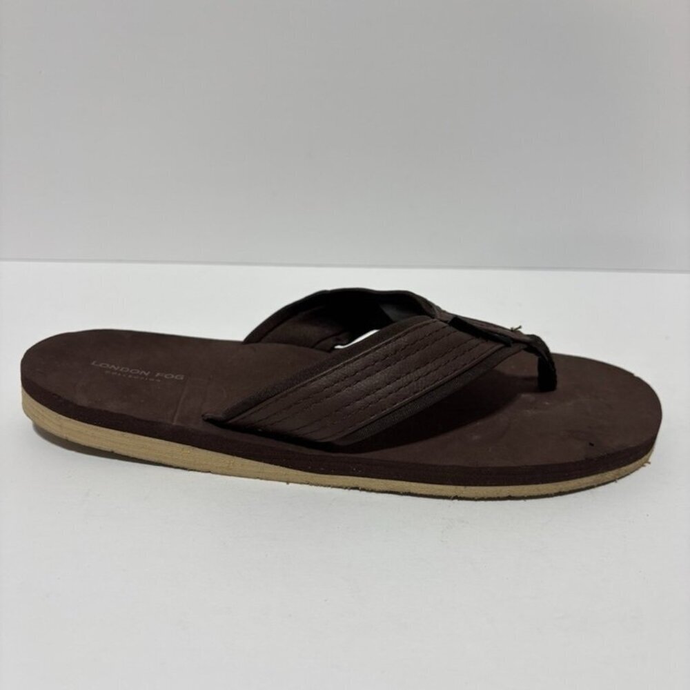 London Fog Women’s Tyrone Flip Flop Sandals Brown, Size 11 M